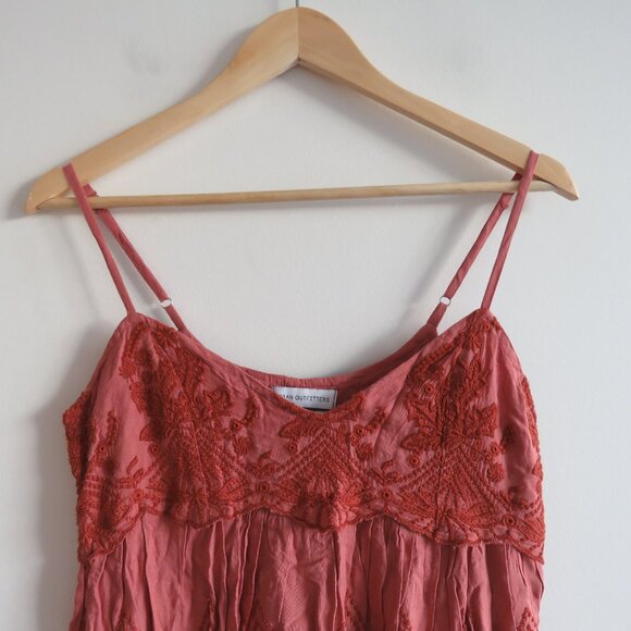 URBAN OUTFITTERS Jamie Embroidered Babydoll Dress Boho in Terracotta - Size S - Picture 3 of 16